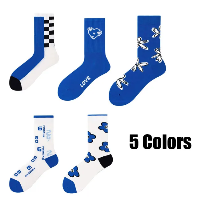 5 Pairs Women's Colorful Novelty Funny Pattern Combed Crew Compression Running Socks Crew Athletic Hiking Wicking Anti Blister Cushioned Anti odor ... - Shop at LoveMi