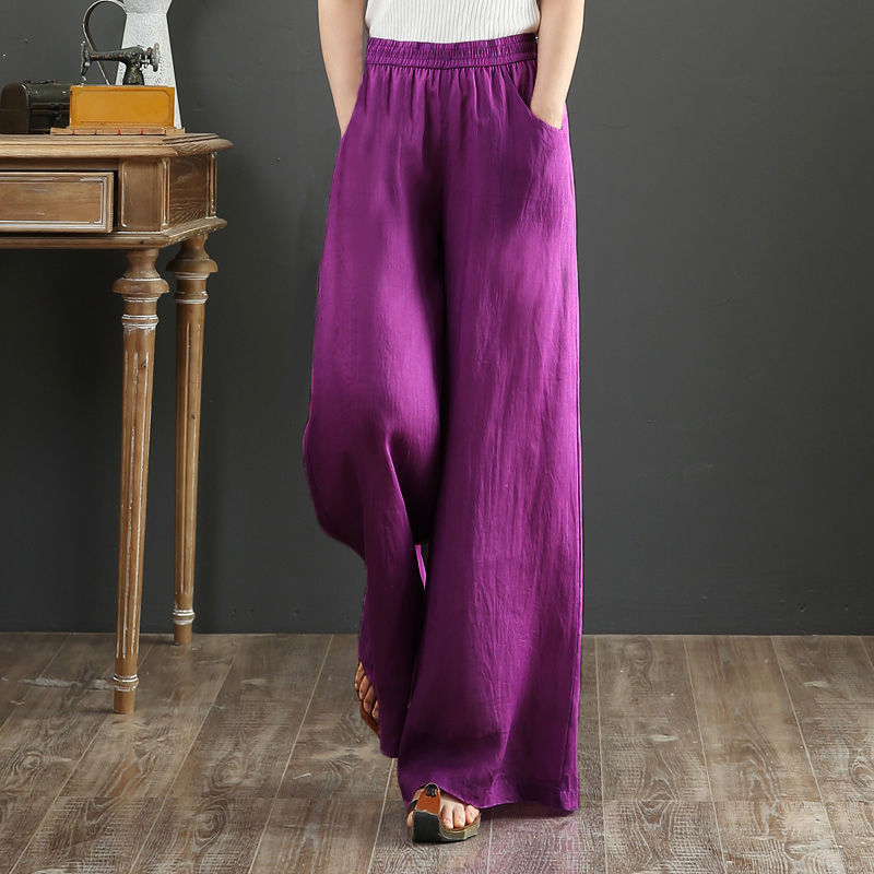 Title 11, Pure Linen Korean Wide Leg Pants Women Loose Rope