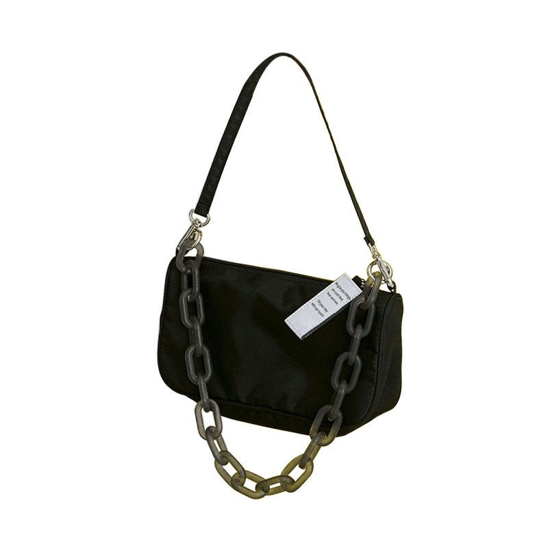 Acrylic Chain Diagonal Shoulder Handbag Black - Shop at LoveMi