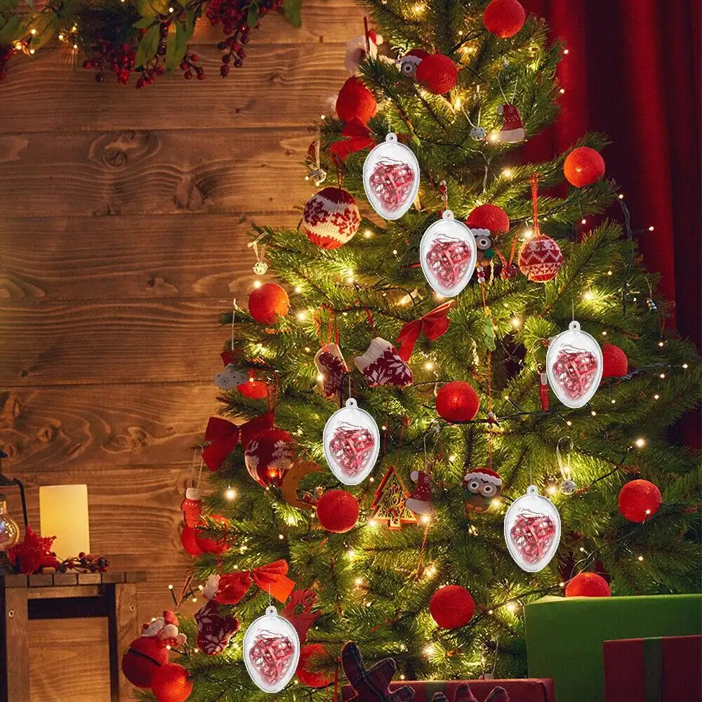 5 Clear Plastic Fillable Christmas Balls Christmas Tree Decorations