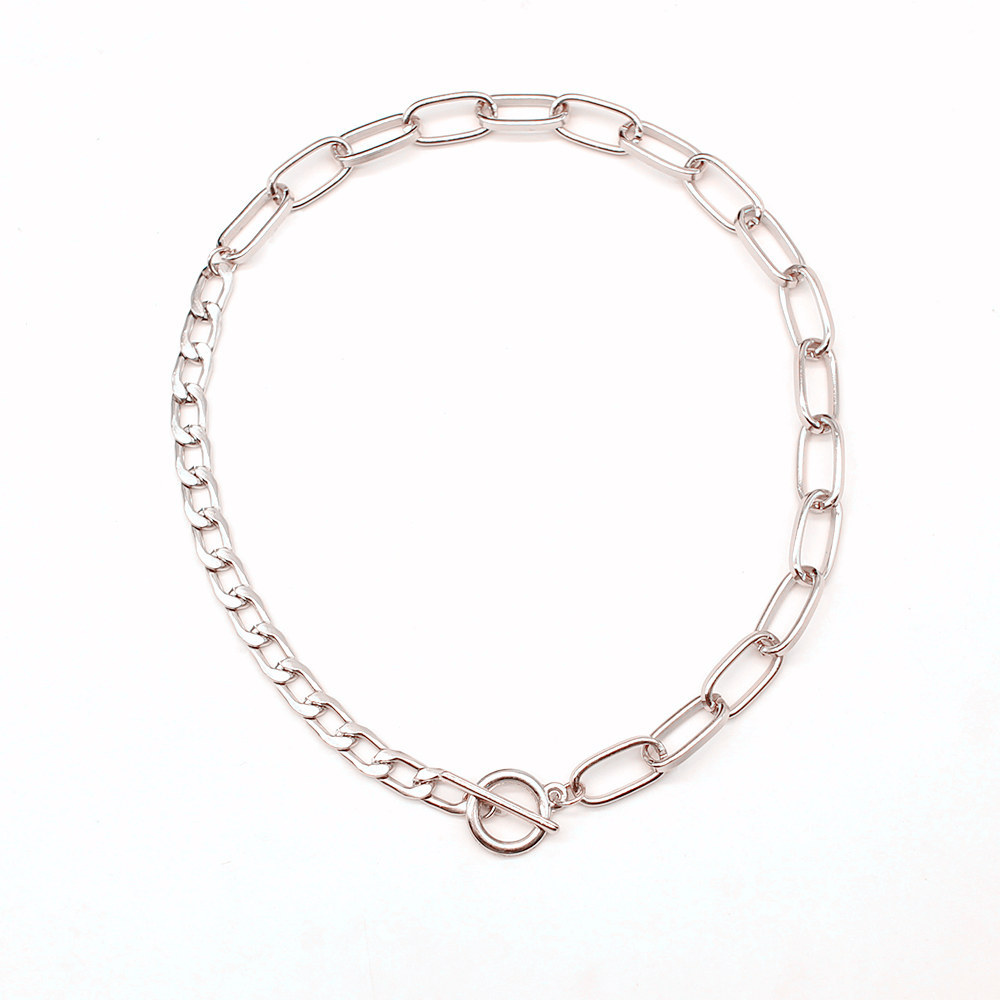 Design Sense OT Buckle Accessories Thick Chain Pearl Stitching Sweater Chain