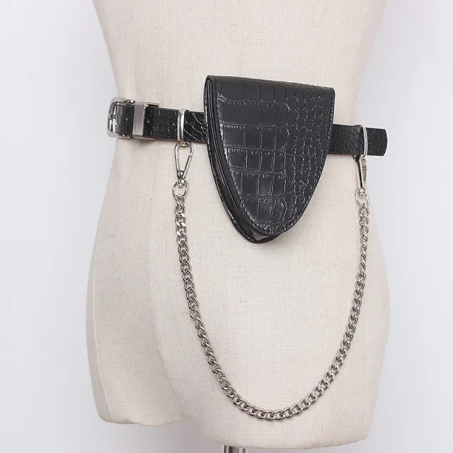 Triangle Mini Chain Belt Belt Bag Black - Shop at LoveMi