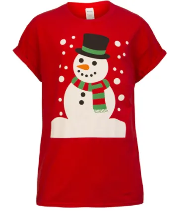 Fashionable Penguin Printed Christmas T-shirt - Snowman
