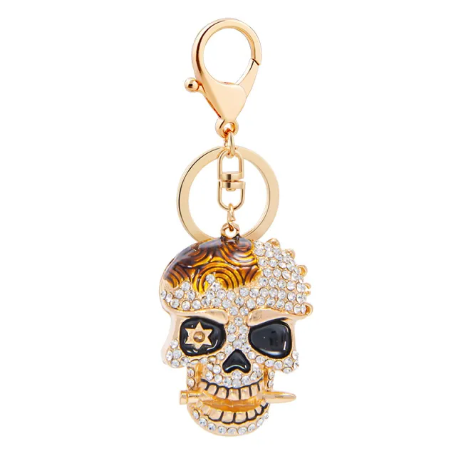 Creative Diamond Skull Metal Keychain Fashion 5767Gold - Shop at LoveMi