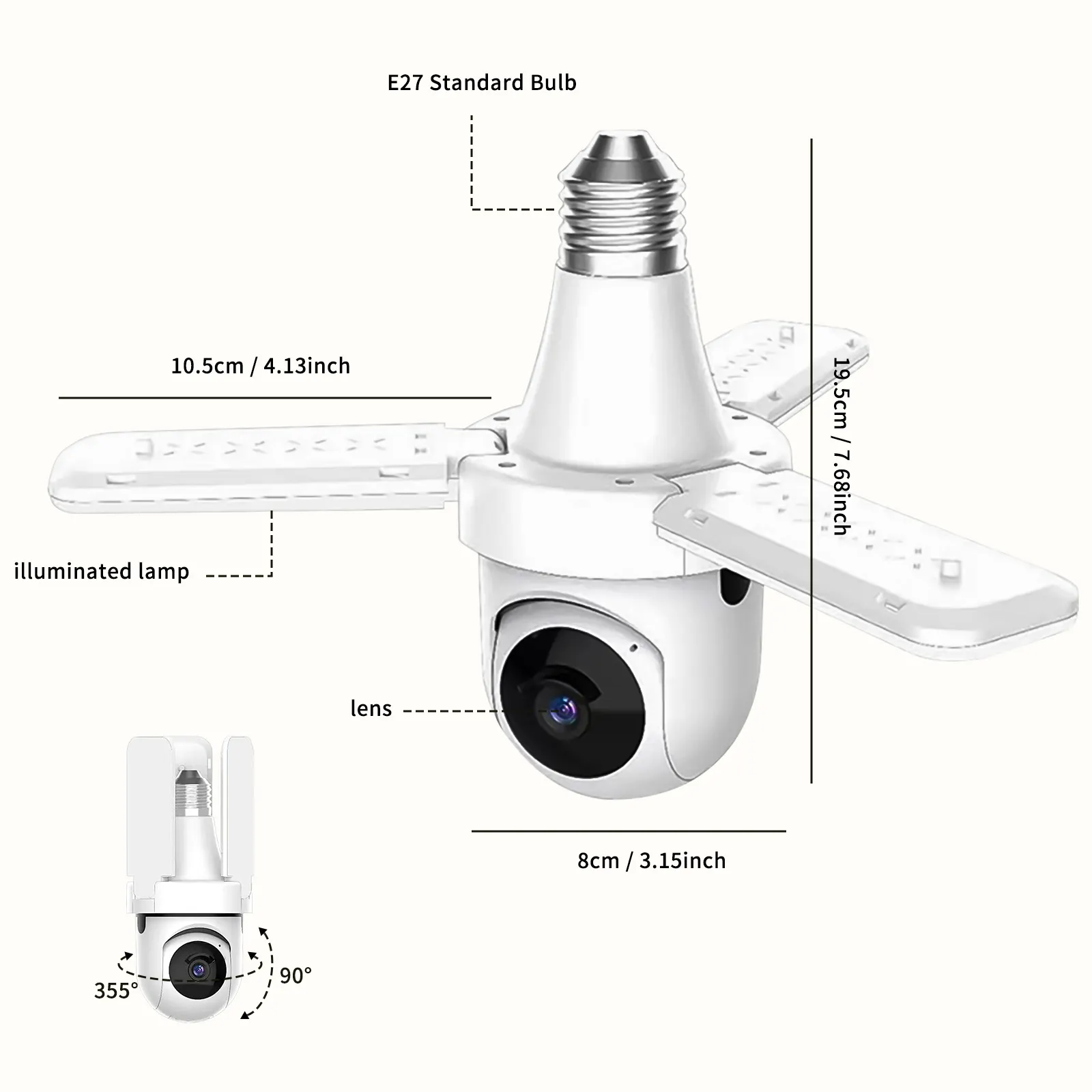 3-Leaf Fan Light Bulb Security Camera, 1080P