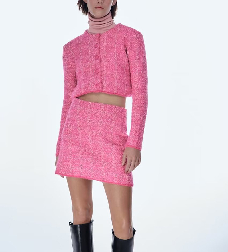 Women's Casual Texture Knitting Coat Skirt Suit