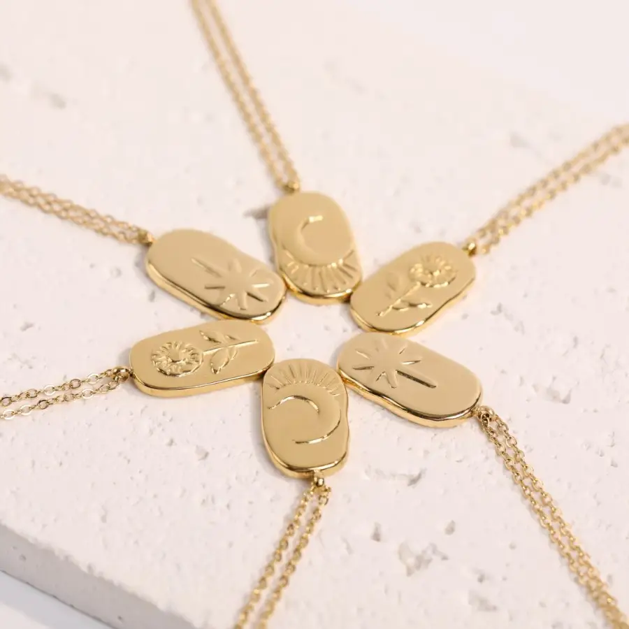 Retro Three-dimensional Flower Sun Moon Necklace