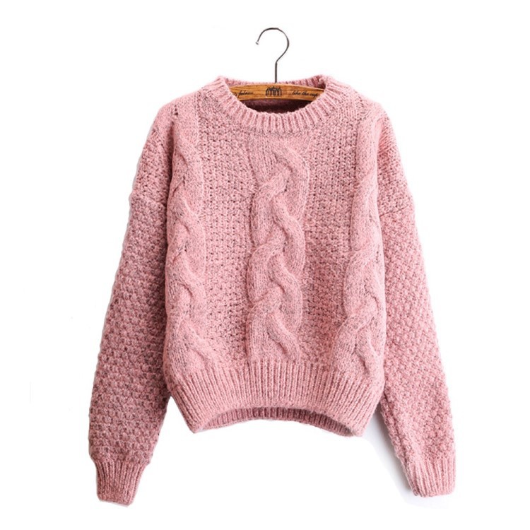 Title 3, Pull-over col rond pour femme, tricot doux et c...