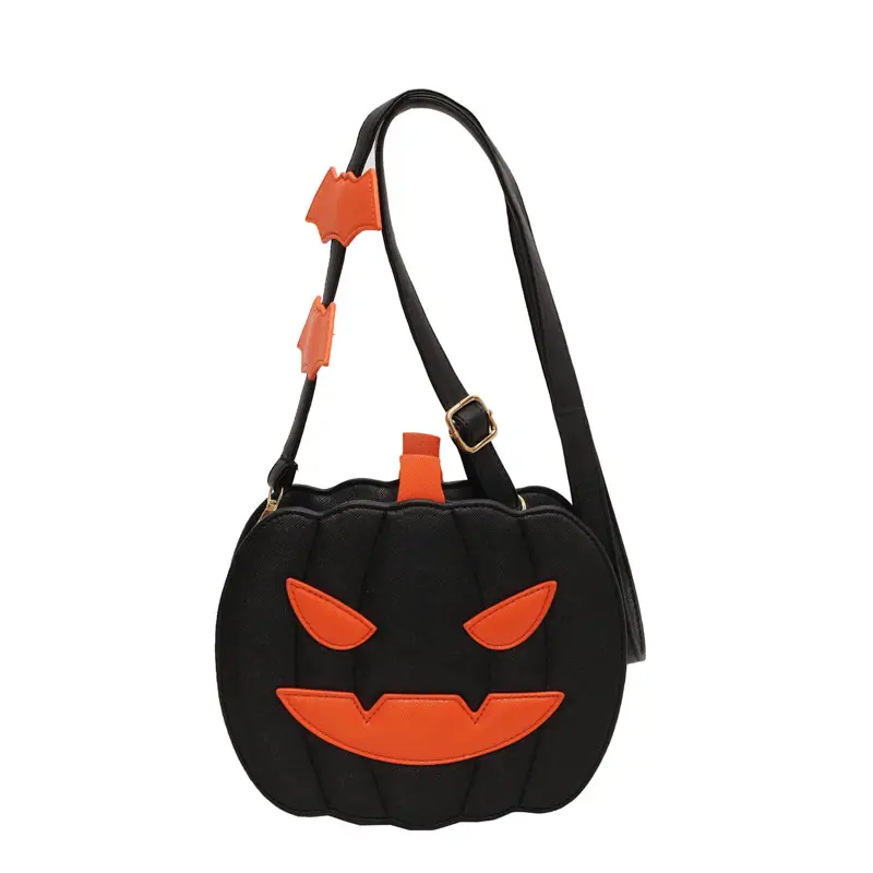 Halloween Bags Funny Pumpkin Cartoon Shoulder Crossbody Bag with Bat