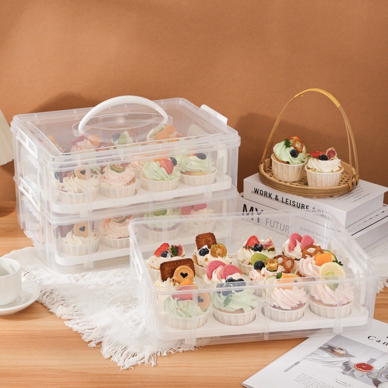3Tier Stackable Cupcake Carrier Box Muffin Cake Holder
