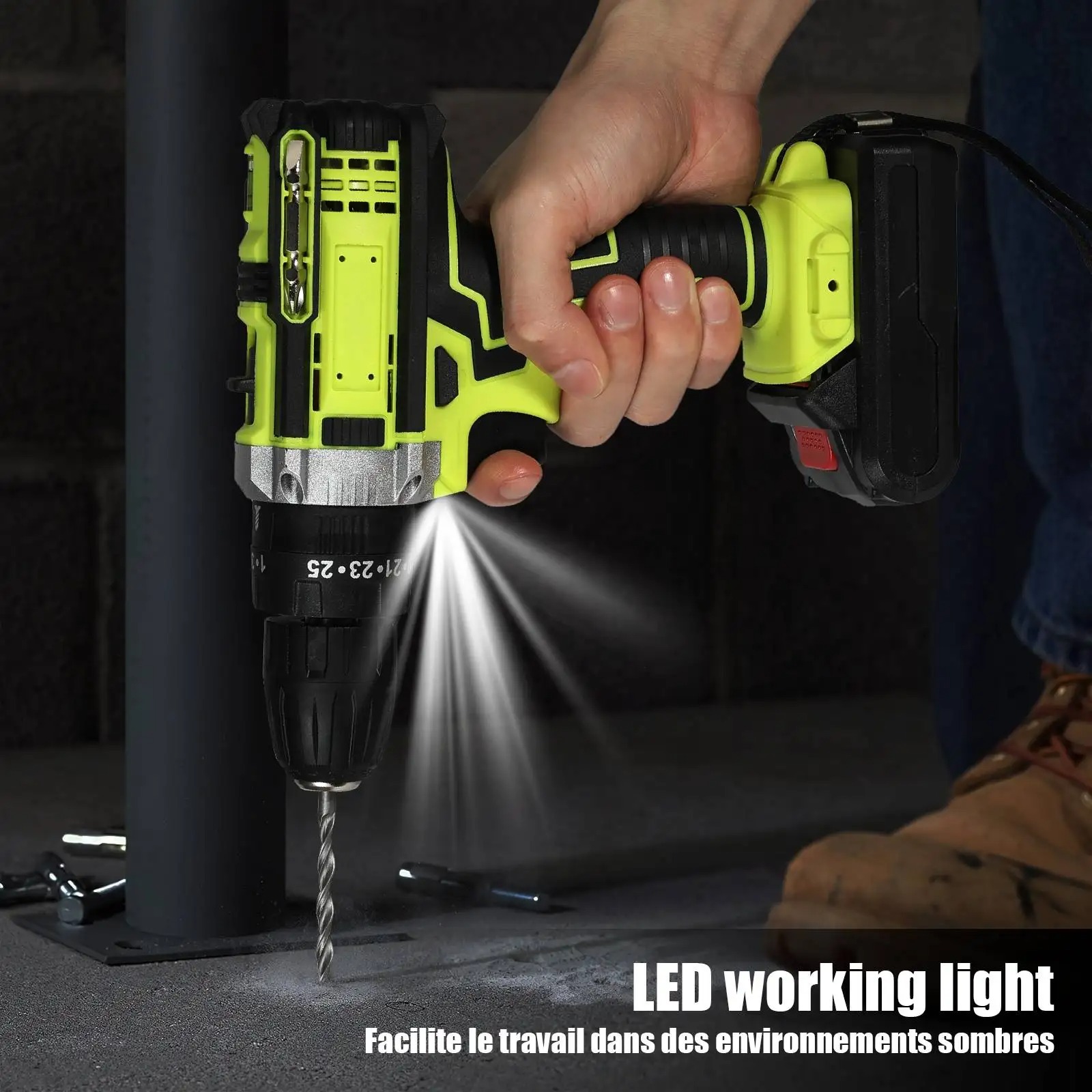 21V Battery Impact Drill Electric Screwdriver Electric Hammer Drill Mini Wireless Hand Drill Lithium-Ion Battery Power Tools