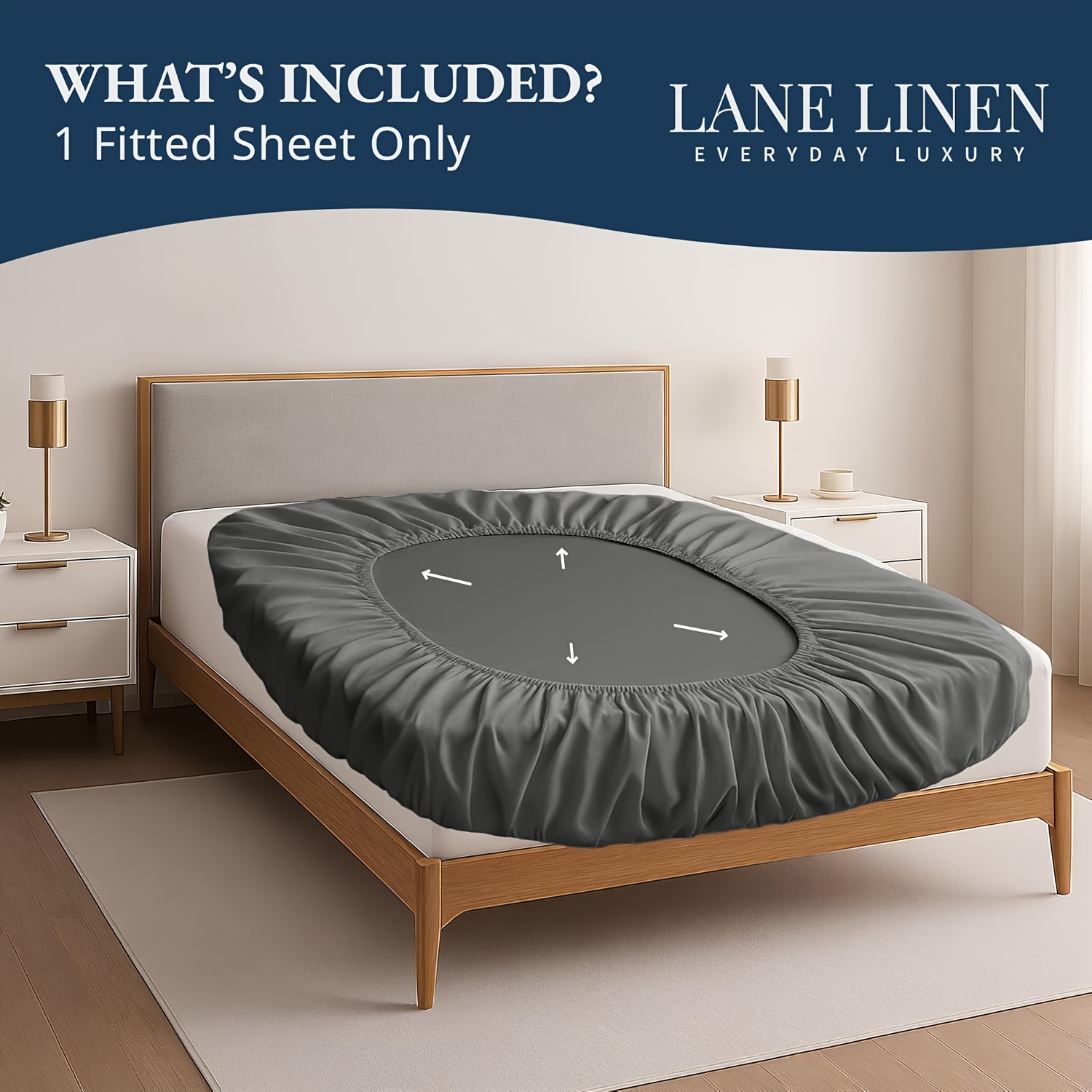 Fitted Sheet Super Soft, Lightweight&Durable Cotton Fitted Sheet, 22 Momme,100Count,Twill Weave,The Selling Size Is Double 139cmX193cmThe Main Image Shows The Black Version For Sale.
