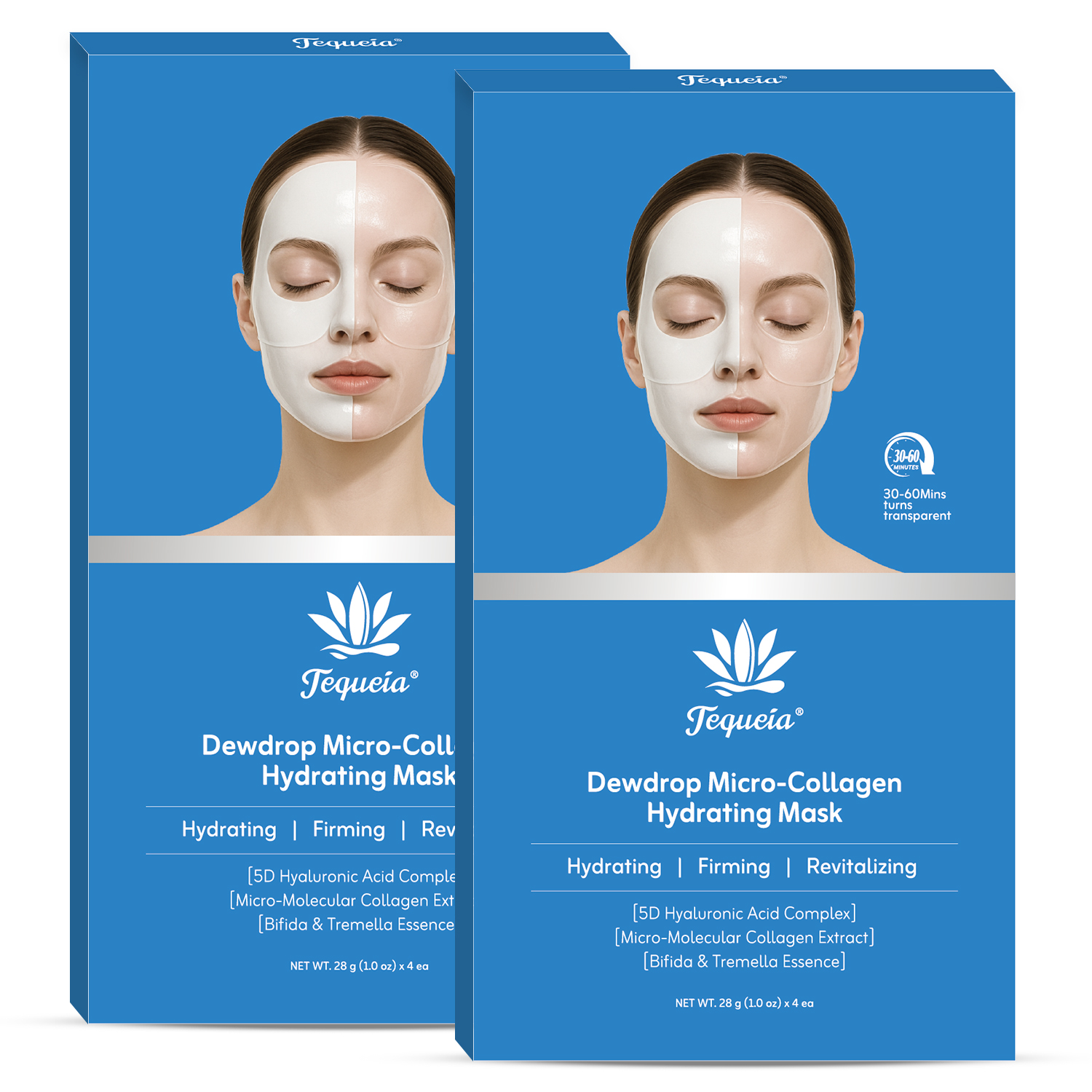 TEQUEIA Collagen Night Wrapping Mask - Bifida Ferment & Pro-Xylane Barrier Recovery For Glass Skin - 4 Sheets