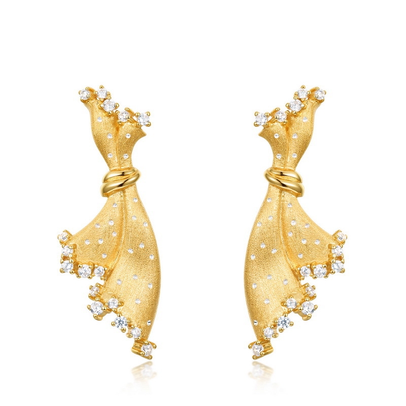 Drawing Craft Small Skirt With Pure Silver Earrings For Women - Jewelry & Watches