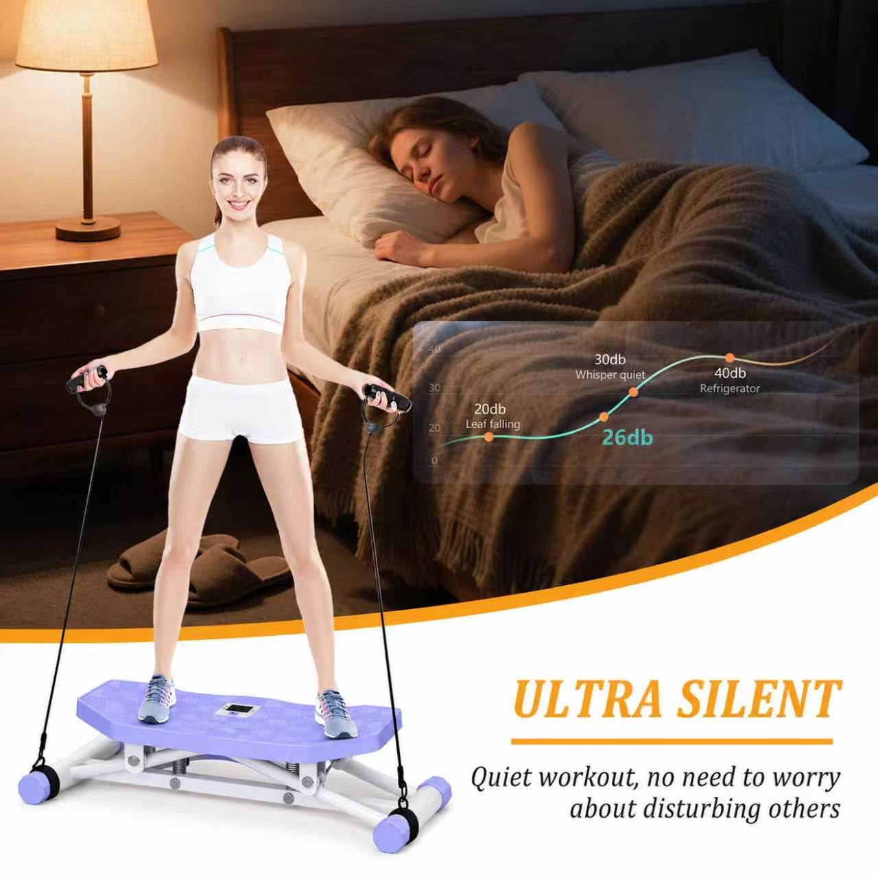 Portable Ski Balance Board With Resistance Bands & LCD Display, Rocking Stepper — image 6