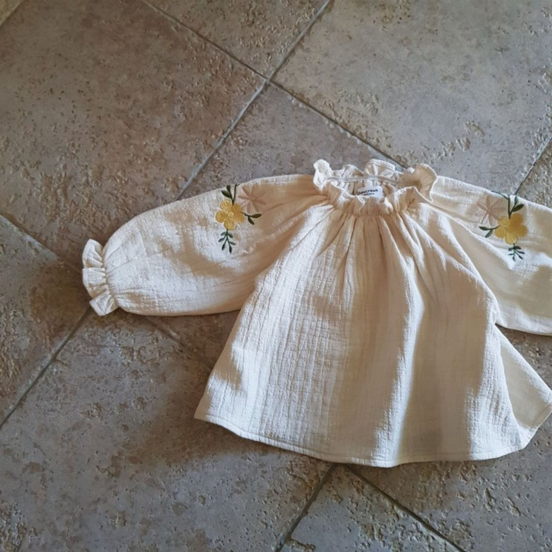 Spring Autumn Newborn Infant Embroidery Flower Bottoming Shirt