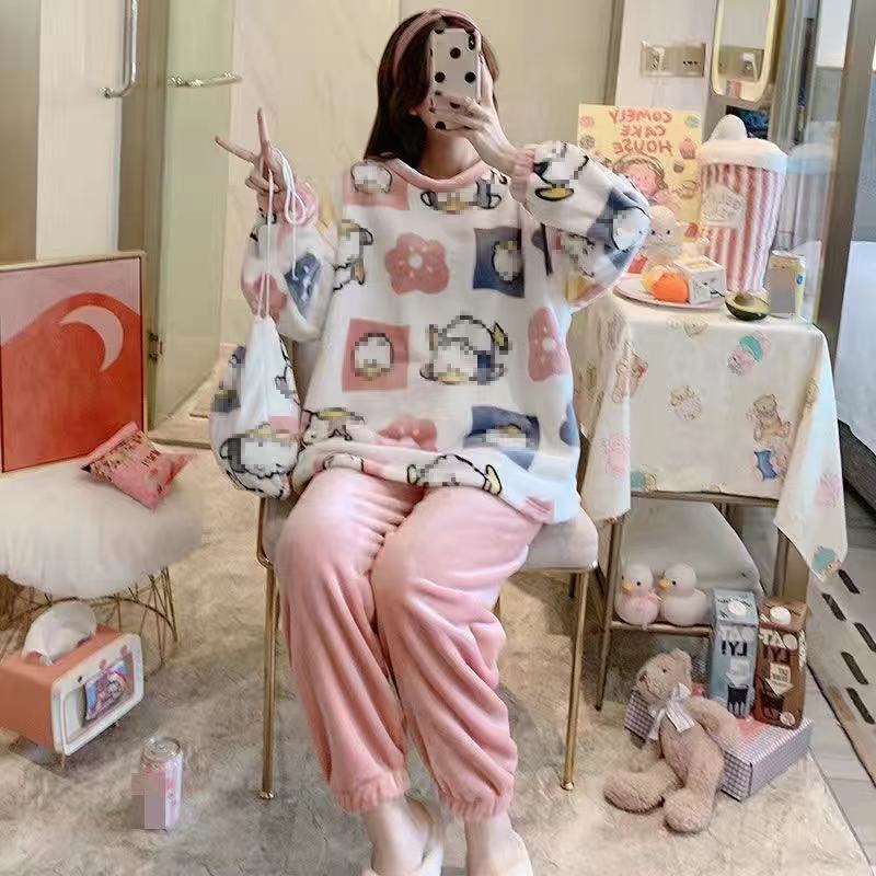 Title 3, Coral Fleece Pajamas Female Winter Thickened An...