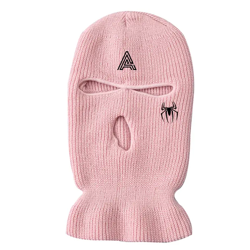 Spider-embroidered Warm Knitted Three-hole Hat
