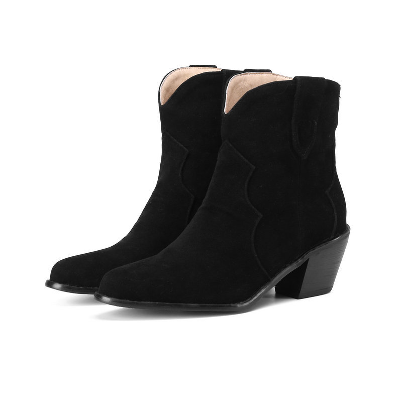 Title 2, Fleece Round Toe Thick Heel Martin Boots