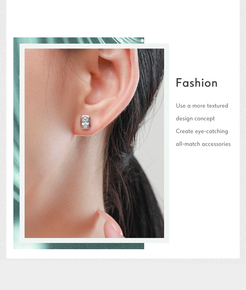 Light Luxury Stud Earrings In Sterling Silver With Diamonds