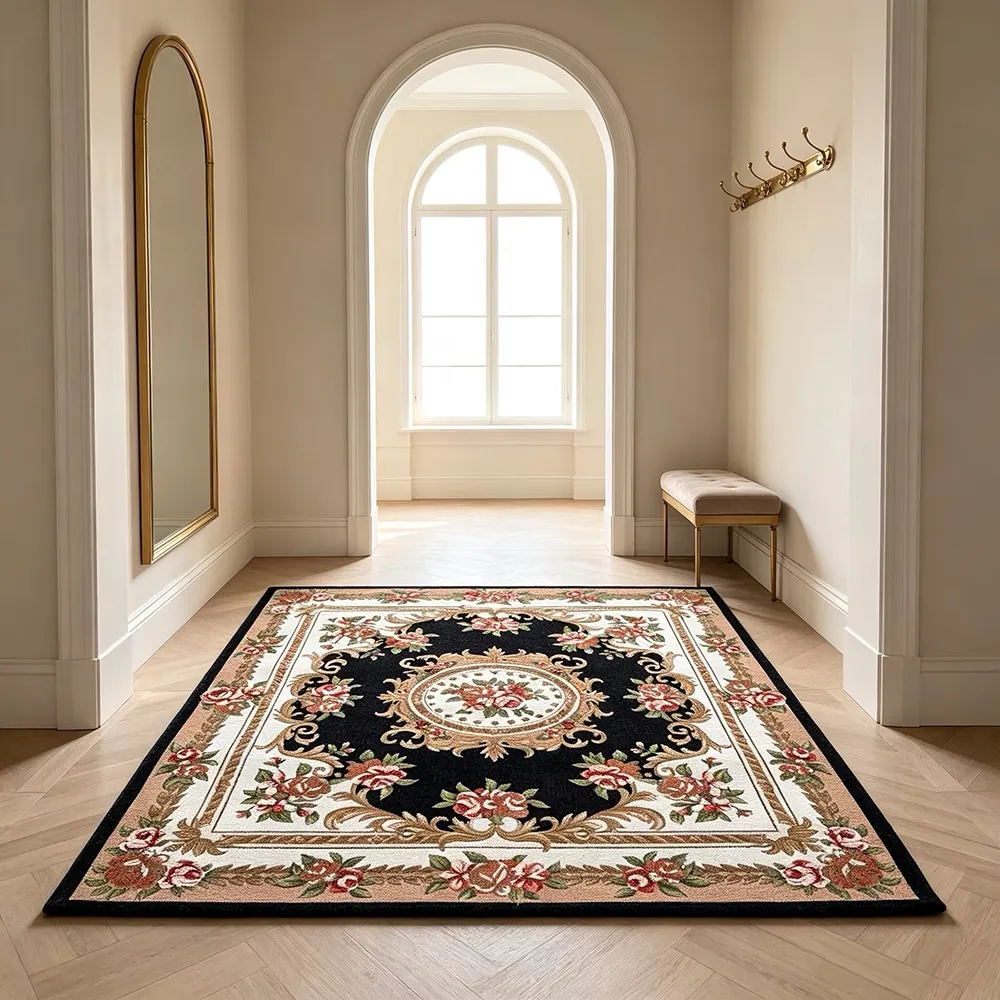 European Style Vintage Floral Pattern Square Carpet