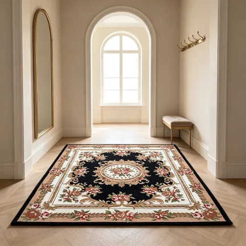 1pc European Style Vintage Floral Pattern Square Carpet