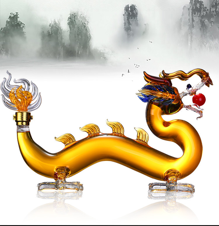 Title 2, Creative Dragon-shape Glass Wine Bottle