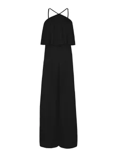 Helga - Stijlvolle katoenen jumpsuit met ruches - Black - View 1