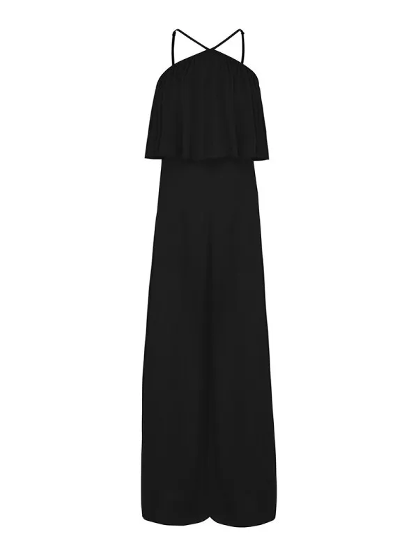 Helga Stijlvolle katoenen jumpsuit met ruches Black - Shop at LoveMi