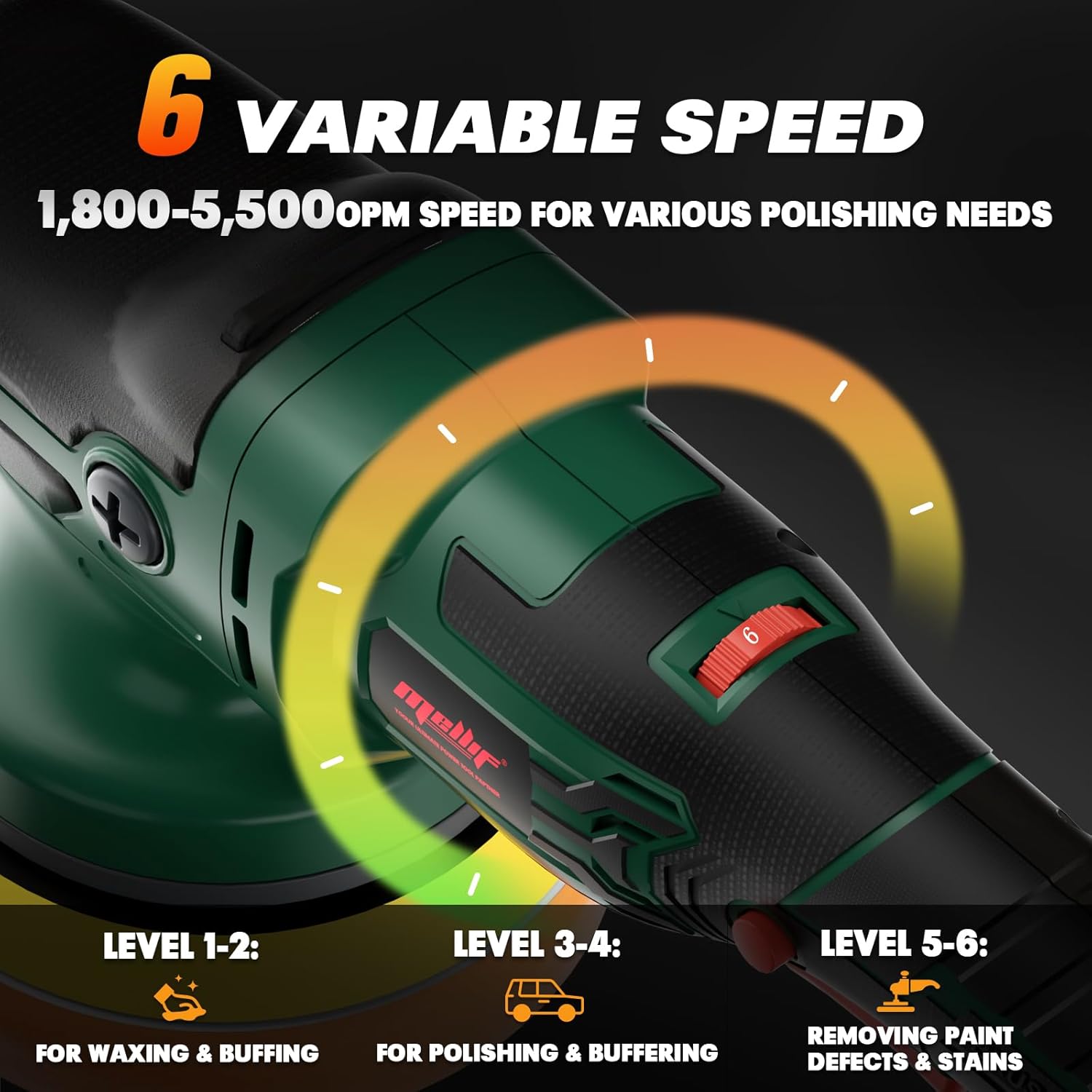 Cordless Buffer Polisher For 18V Battery, 6IN Brushless 3545 DA Car 6 Speeds — image 2