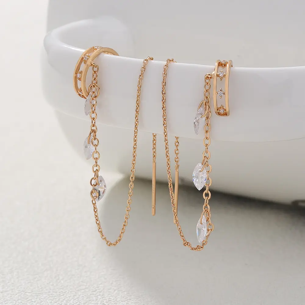 Super Long Tassel Zircon Ear Line Women's Long Earrings Are Elegant, Slim And Simple, Cool New Jewelry