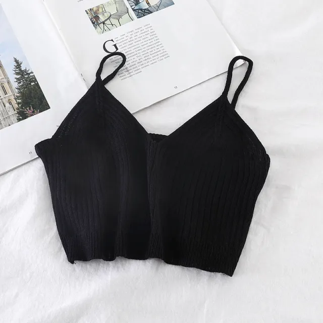 Women's Sling Knit Short Solid Color All match Vest Black - Shop at LoveMi