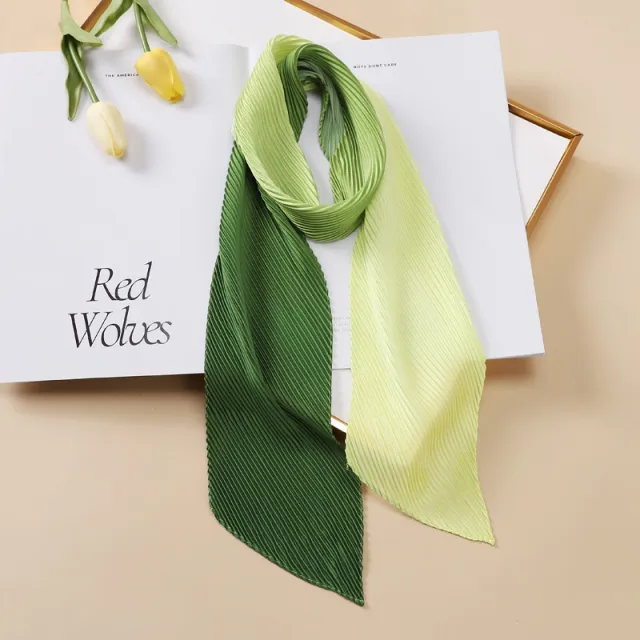 Color Blocking Small Ribbon Scarf Women's Pleated Hair Band Yz106 10X130Cm - Shop at LoveMi