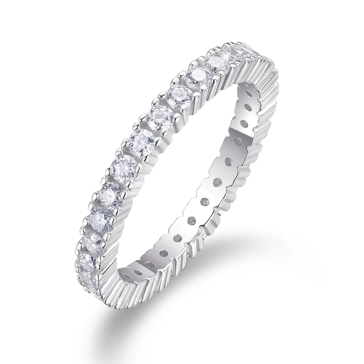 S925 Silver 2.2g Platinum Plated Moissanite Eternity