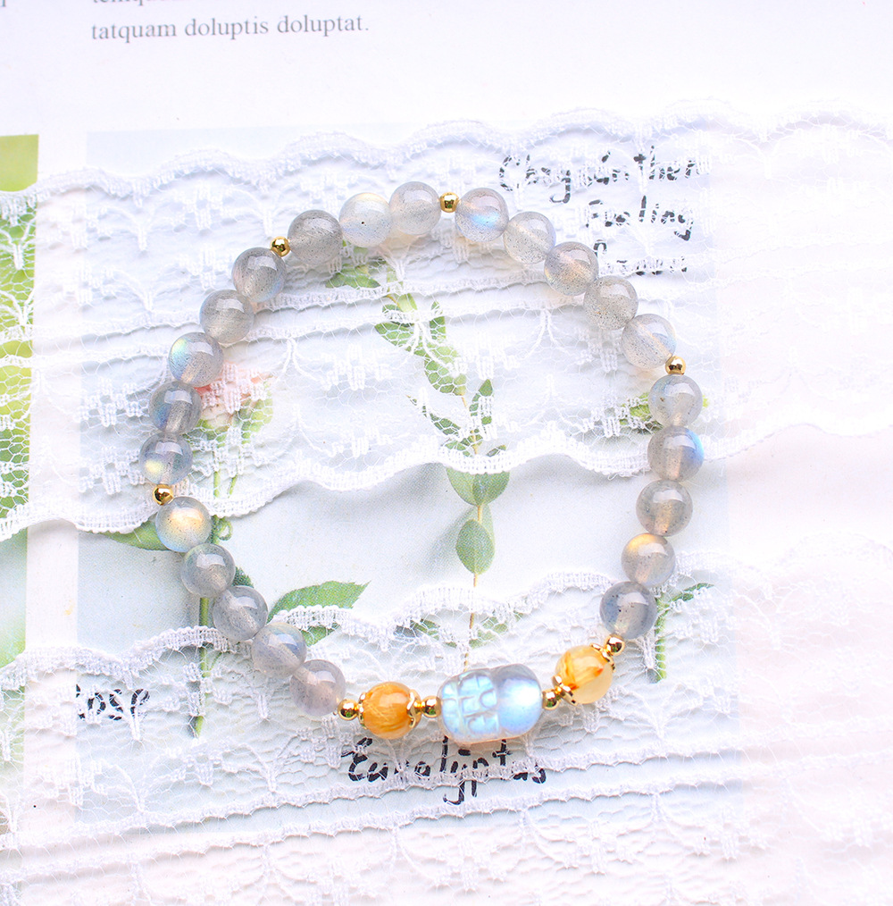 Natural Grey Moonlight Golden Hair Crystal With Grey Moonlight Pixie