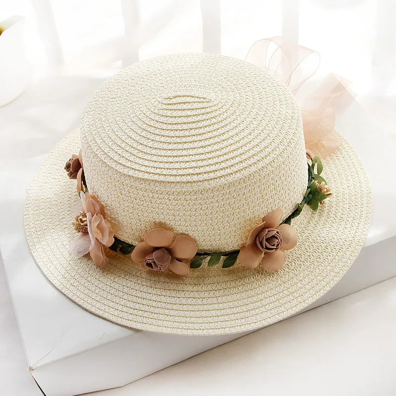 Women's Sun Garland Beach Outdoor Top Hat Sun Protection - White