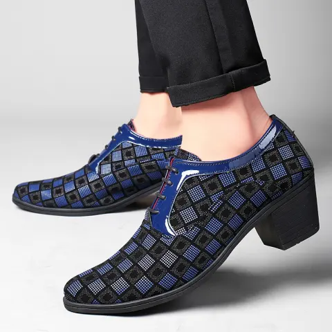 Thick Heel Pointy Toe Leather Shoes for Men