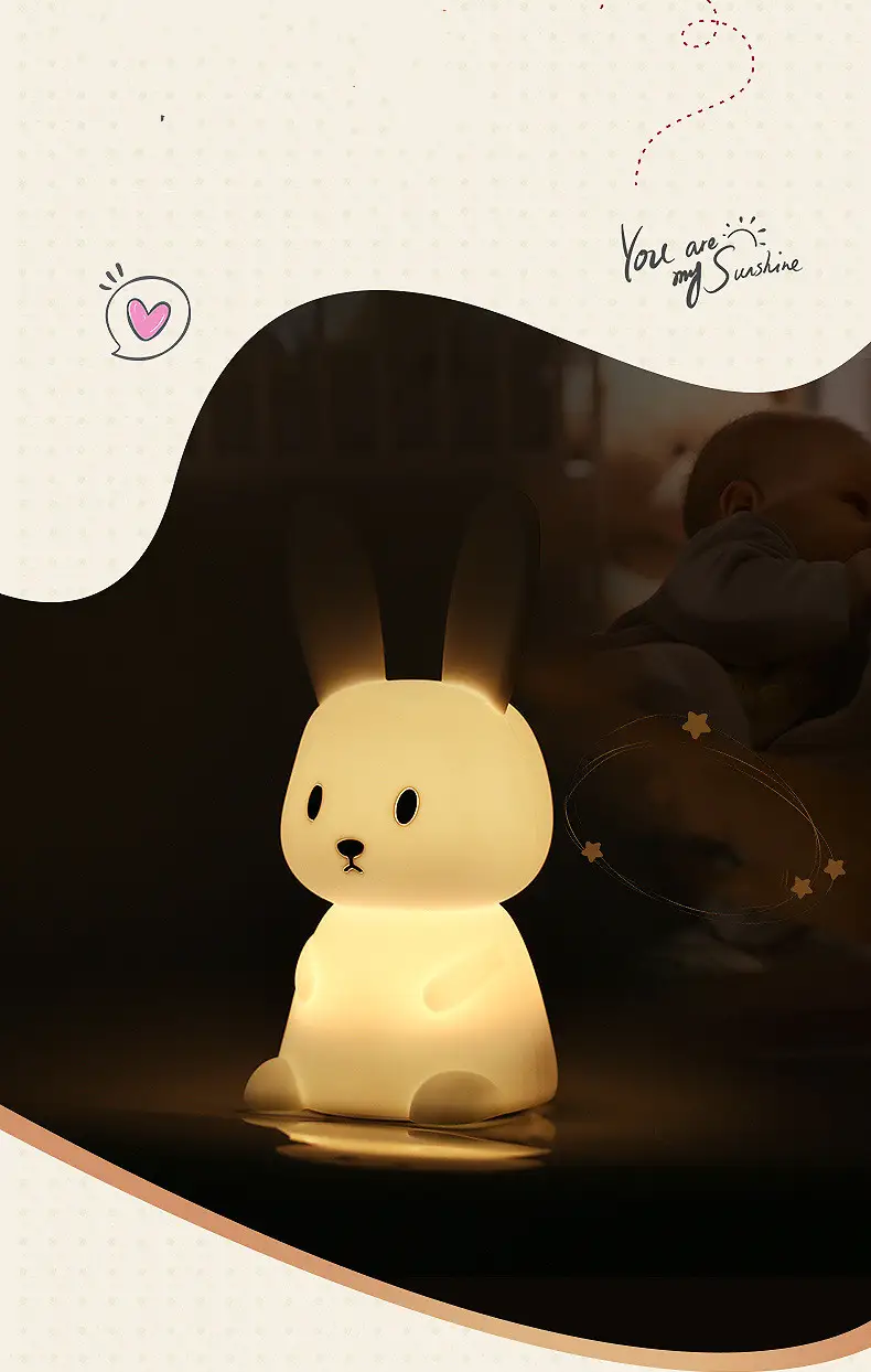 Blossoming Rabbit Silicone Lamp Led Colorful Atmosphere Night Light Bedside Lamp Birthday Gift
