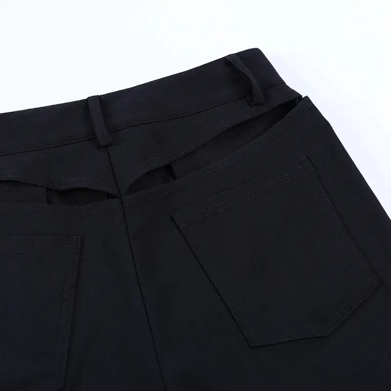 Sexy Hollow Sweatshirt Wide Leg High Waist Trousers