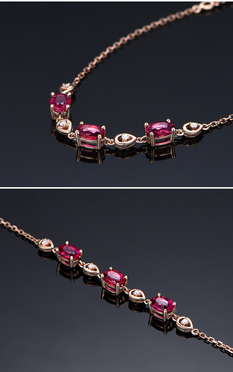 Title 4, Imitation Red Tourmaline Color Gem Bracelet