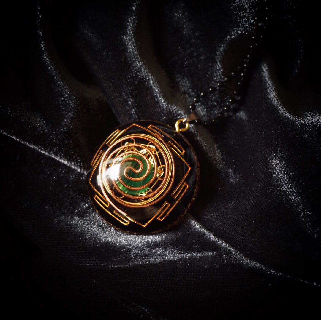 Geometric High Frequency Coil Hand Custom Crystal Pendant Necklace