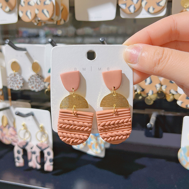 Embossed Terracotta Earrings Women's Premium Metal