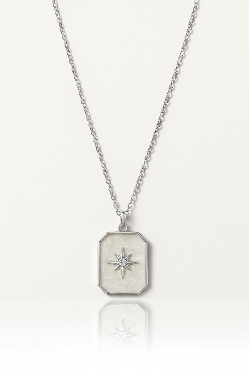 Stainless Steel Silver Star Necklace For Women