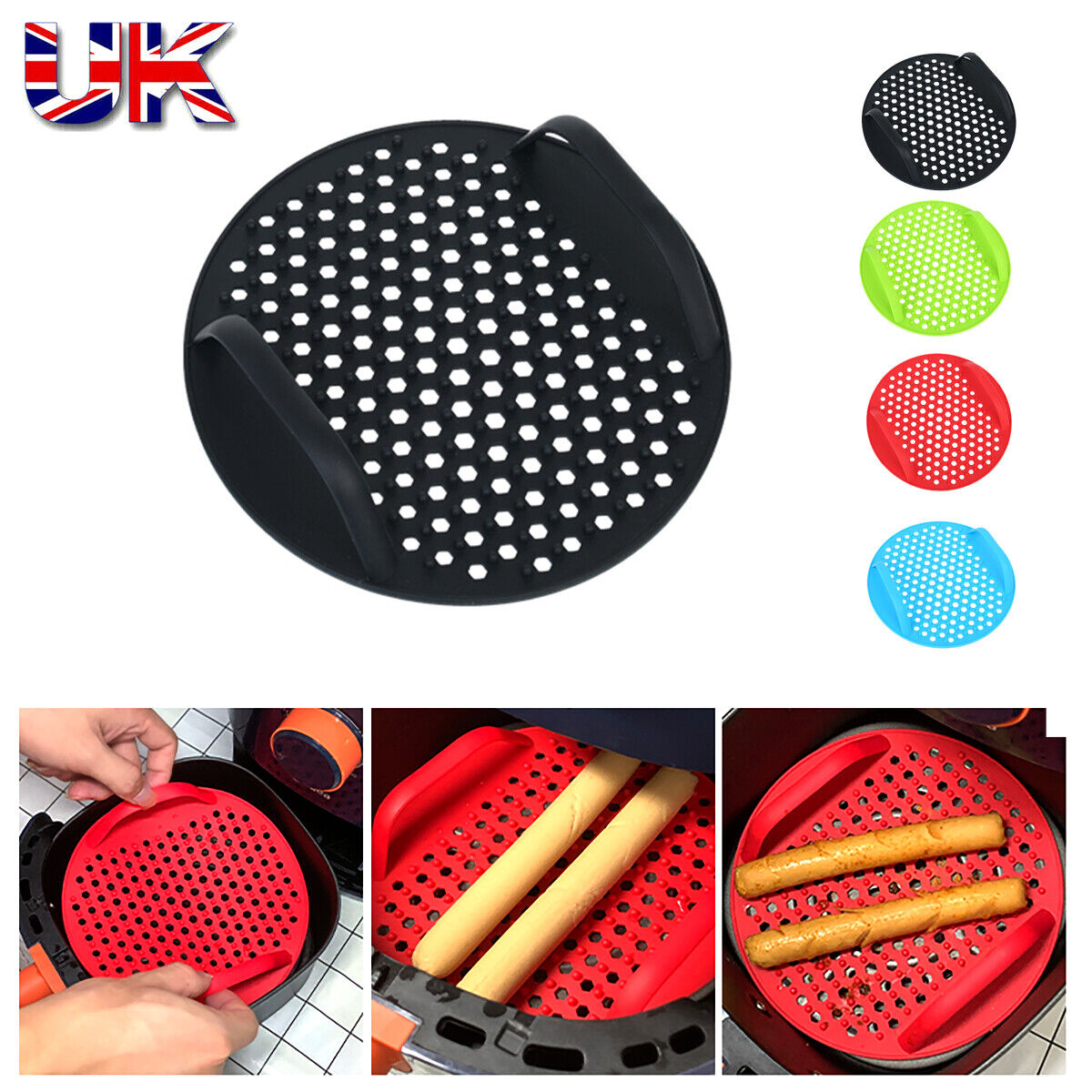Reusable Air Fryer Silicone Pot Basket Liner Mat Tray Non-Stick For Oven Baking — image 8