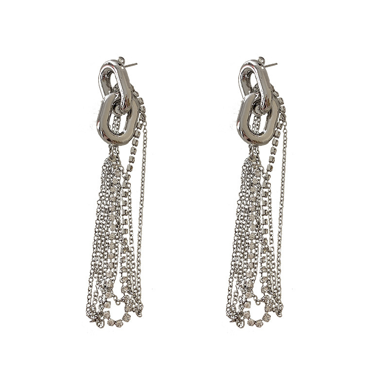 925 Silver Needle Cold Wind Chain Long Earrings Women