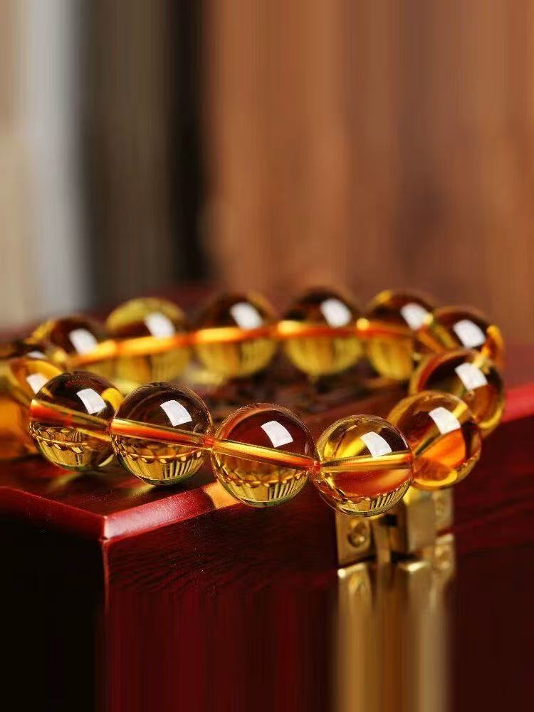 Brățară naturală din chihlimbar șirag de mărgele cu lanț rotund Unisex Wealth Energy Jewelry
