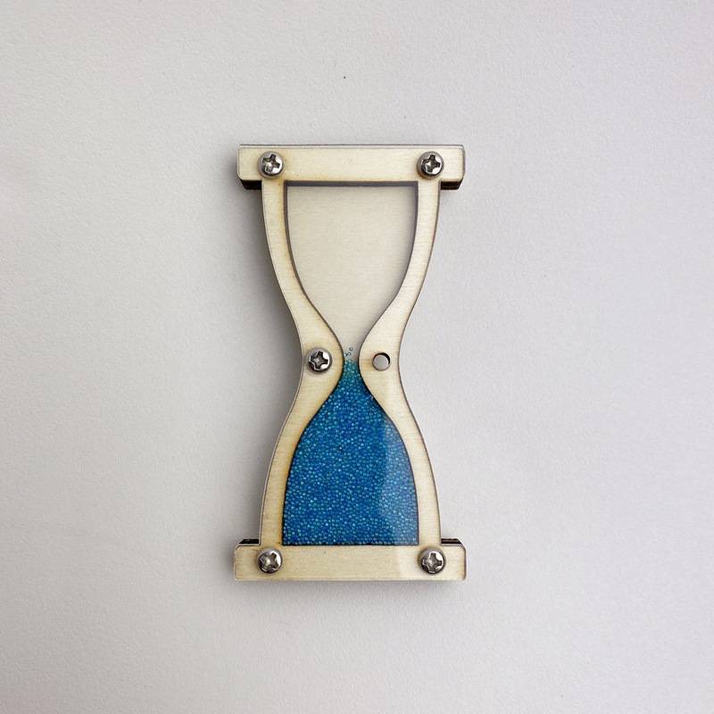 Sky blue wood hourglass