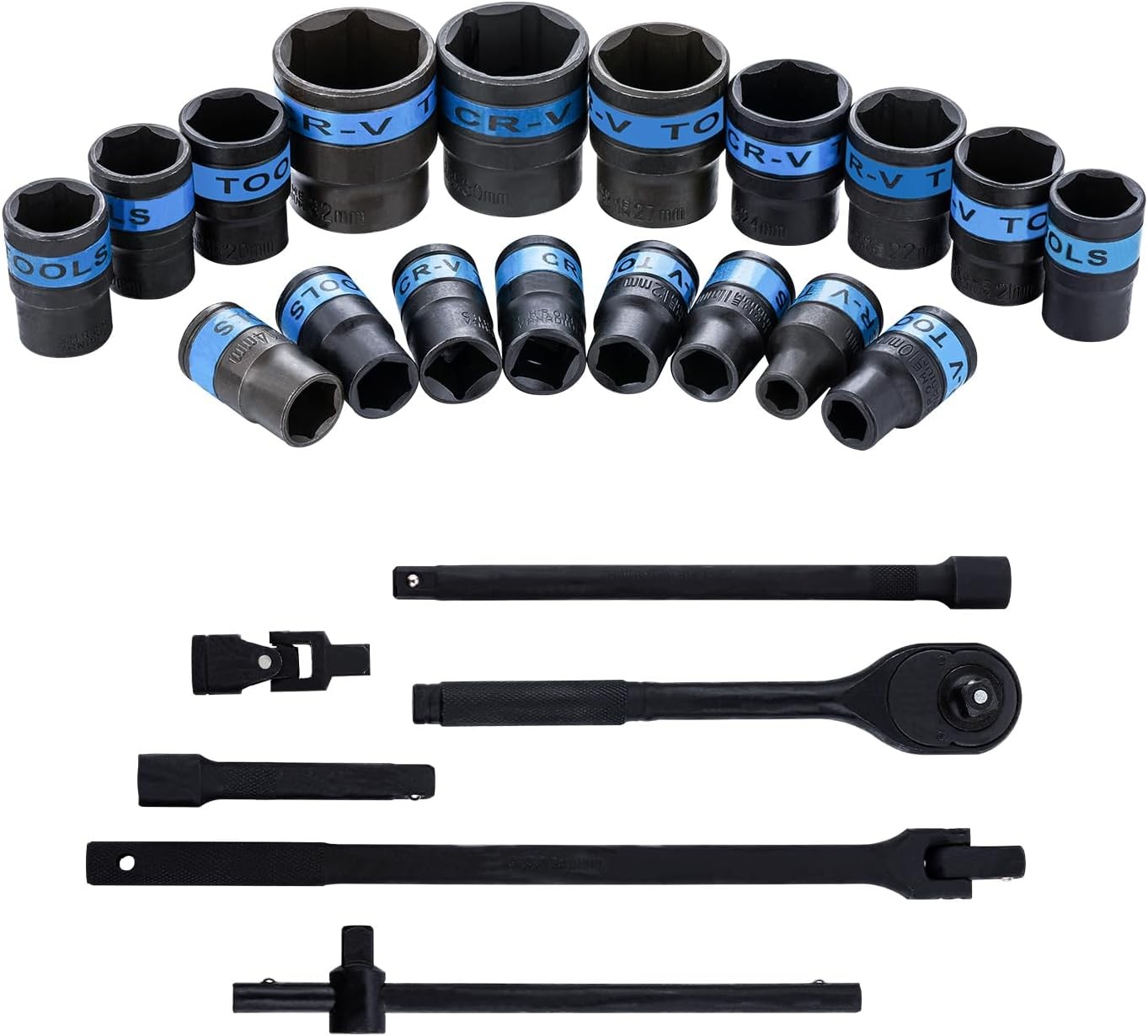 Heavy Duty Ratchet Wrench 8-32mm Metric Socket Set Metal