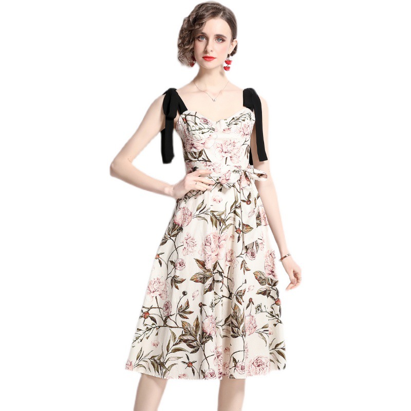 Skirt Slim Fit Print Slim Straps   Sling Dress Babes