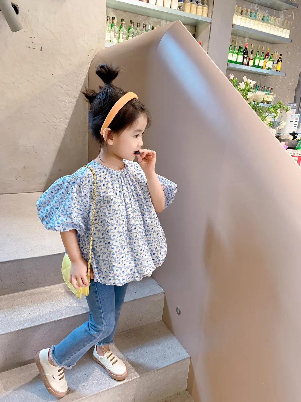 Girls' Puff Sleeve Floral Doll Top